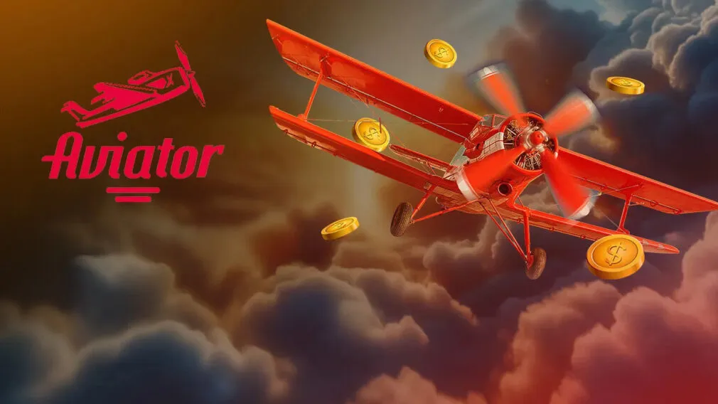 Aviator game red airplane flying with coins
